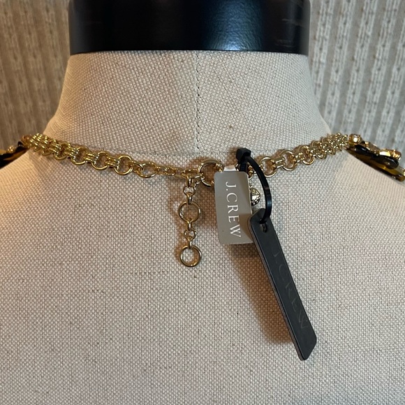 J Crew Petal Burst Tortoise Flower Pink Rhinestone Crystal Statement Necklace - Picture 3 of 12